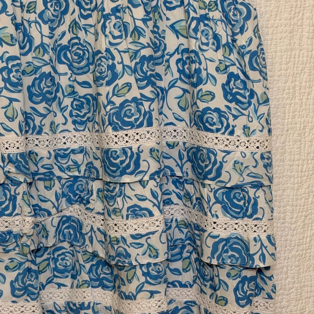 Sail to Sable Blue Rose Floral Tiered Dress XXL NWT $248 - Picture 2 of 9